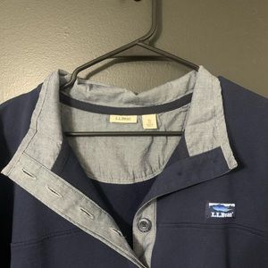 LLBEAN Navy Soft Cotton Rugby Pullover XL